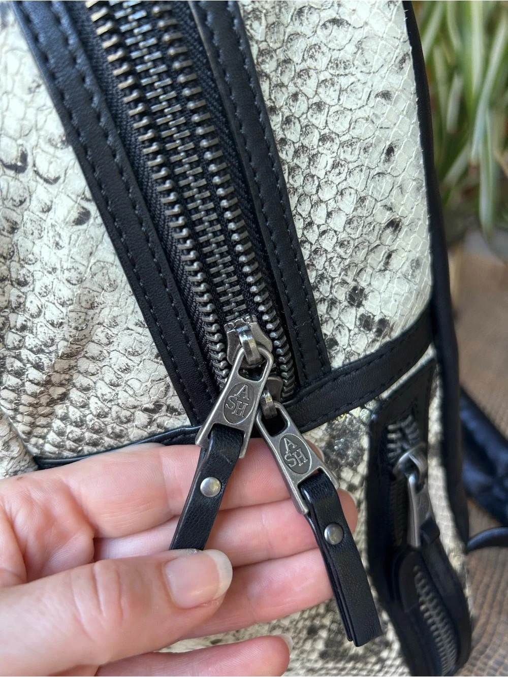 Ash leather backpack